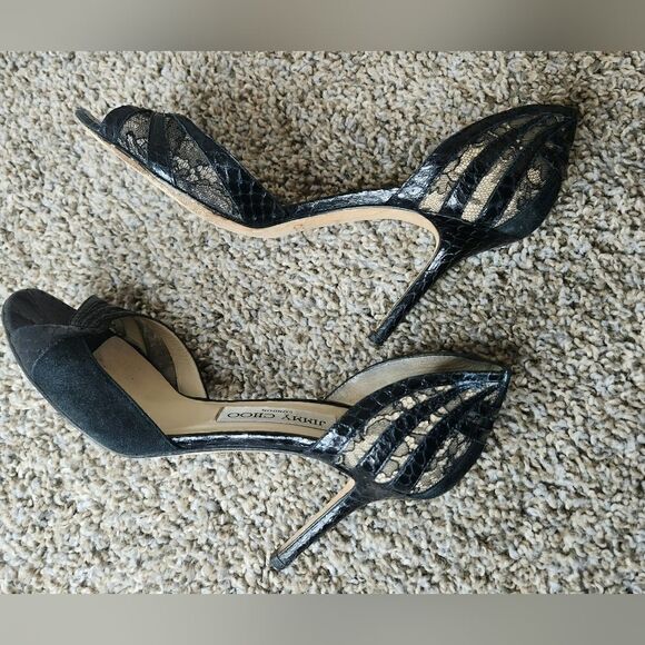 Jimmy Choo snakeskin lace heel sandals size 36.5 - Picture 6 of 10